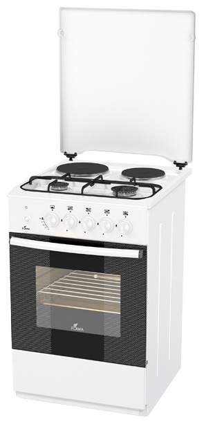 Комбинированная плита Flama RK 2211 W 50 см, 50 л, 4 конфорки, белый фото 1