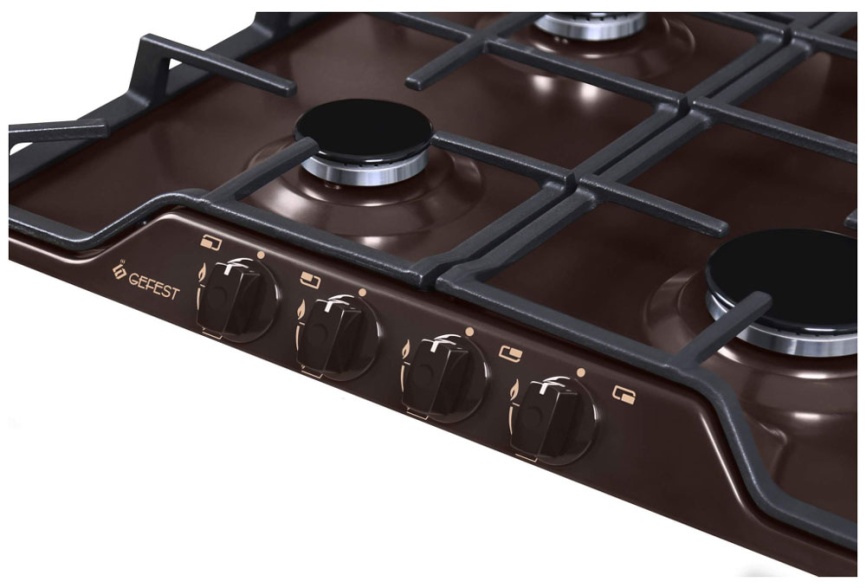 Газовая варочная панель Gefest ПВГ 1212 К7 59 см, 4 конфорки электроподжиг газконтроль, коричневый фото 2