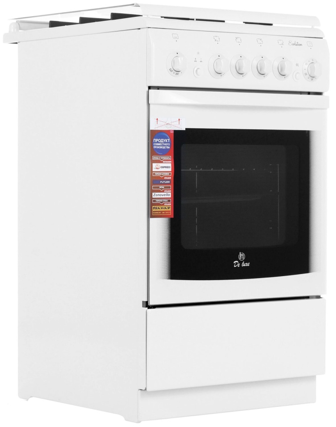 Газовая плита De luxe 506040.03 г 50 см, 54 л, 4 конфорки, белый фото 2