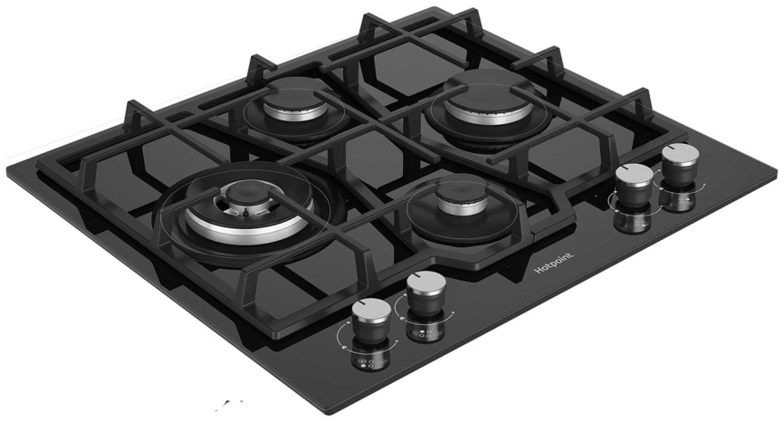Газовая варочная панель Hotpoint HG 62FD/BK 59 см, 4 конфорки электроподжиг газконтроль, черный фото 2