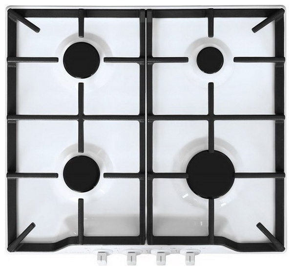 Газовая варочная панель Gefest ПВГ 1212 59 см, 4 конфорки электроподжиг газконтроль, белый фото 1