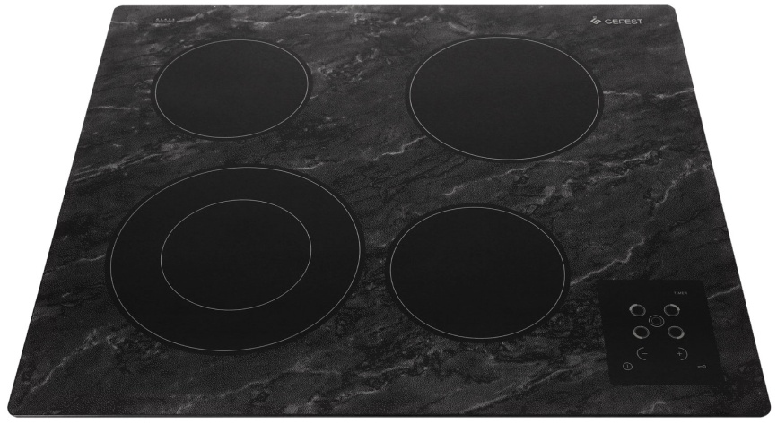 Электрическая варочная панель Gefest ЭС В СН 4231 К52 59 см, 4 конфорки стеклокерамика, черный фото 2