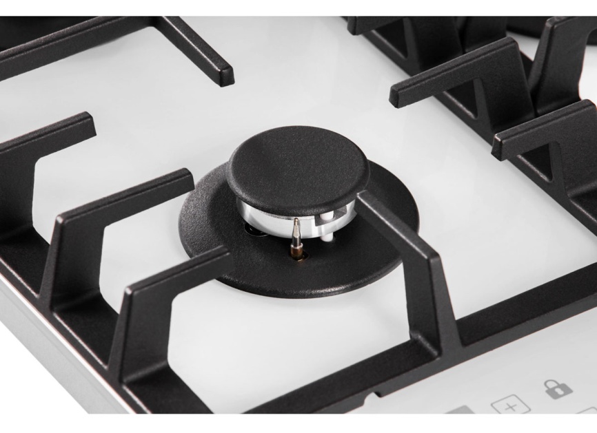 Газовая варочная панель Hiberg VM 4535 W 45 см, 3 конфорки электроподжиг газконтроль, белый фото 7