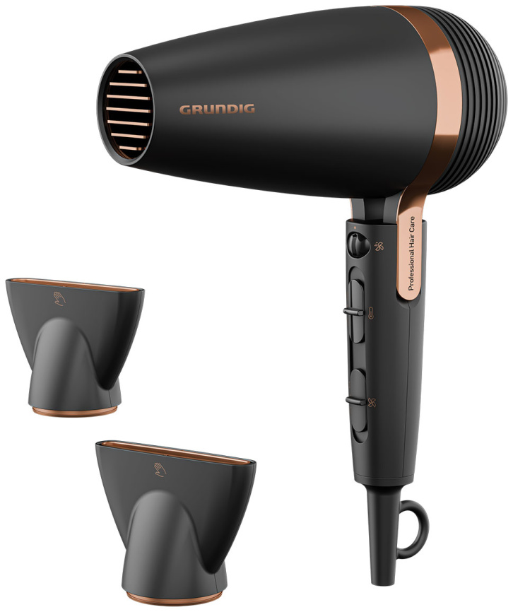 Фен Grundig HD 8080, мощность 2300Вт, ионизация, 3 режима температуры, черный фото 1