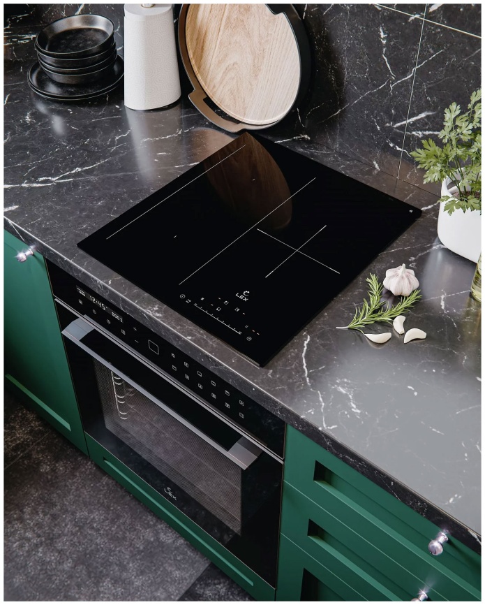 Электрическая варочная панель LEX EVI 431A BL 45 см, 3 конфорки стеклокерамика, черный фото 2