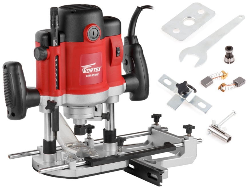 Фрезер вертикальный Wortex MM 5519 E в кор. + аксессуары, 2000 Вт, цанга 8/12 мм, 8000-23000 об/мин, регул. об. (MM5519E00019) фото 4