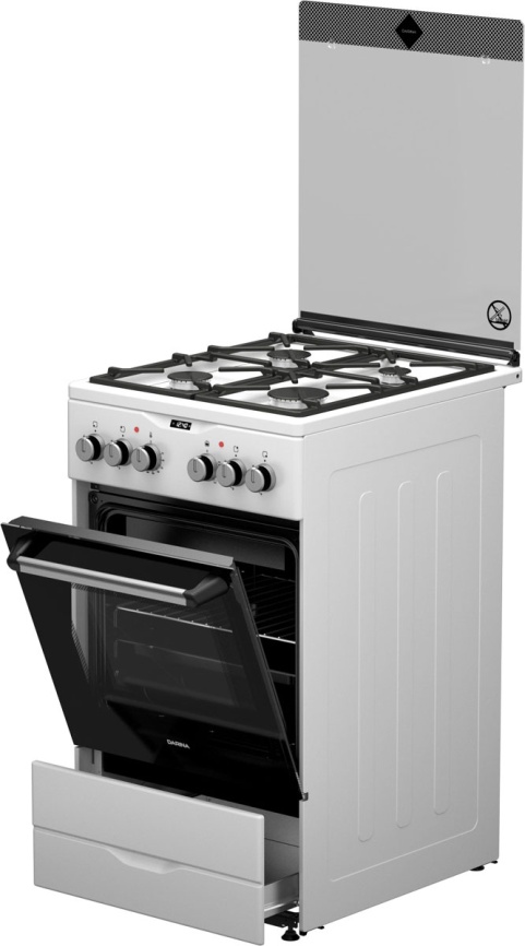 Комбинированная плита Darina PL 2303 1W 50 см, 50 л, 4 конфорки, белый, черный фото 2