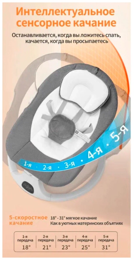 Электрокачели Ining Baby D006, grey фото 7