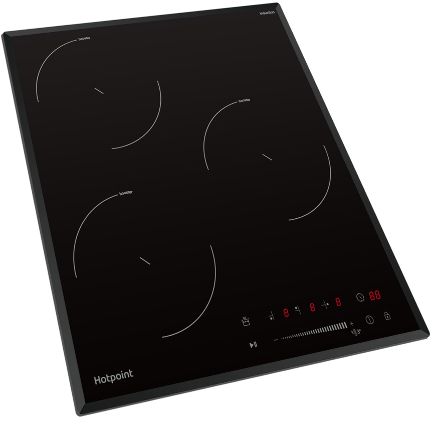 Электрическая варочная панель Hotpoint HS 1445 BA 45 см, 3 конфорки стеклокерамика, черный фото 2