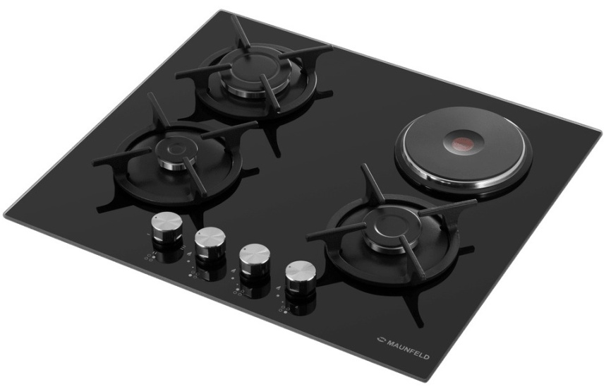 Комбинированная варочная панель Maunfeld EEHG.64.13 CB.KG 59 см, 4 конфорки электроподжиг газконтроль, черный фото 3