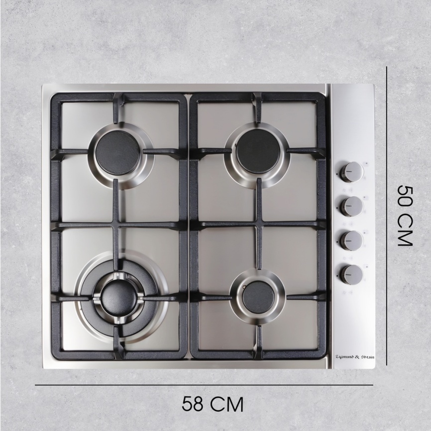 Газовая варочная панель Zigmund & Shtain GN 98.61 S 58 см, 4 конфорки электроподжиг газконтроль, серебристый фото 11