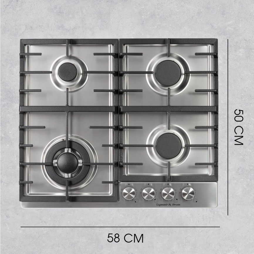 Газовая варочная панель Zigmund & Shtain G 20.6 S 20 см, 4 конфорки электроподжиг газконтроль, серебристый фото 12