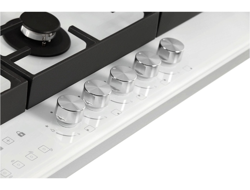 Газовая варочная панель Hiberg VM 9155 W 87 см, 5 конфорок, белый фото 8