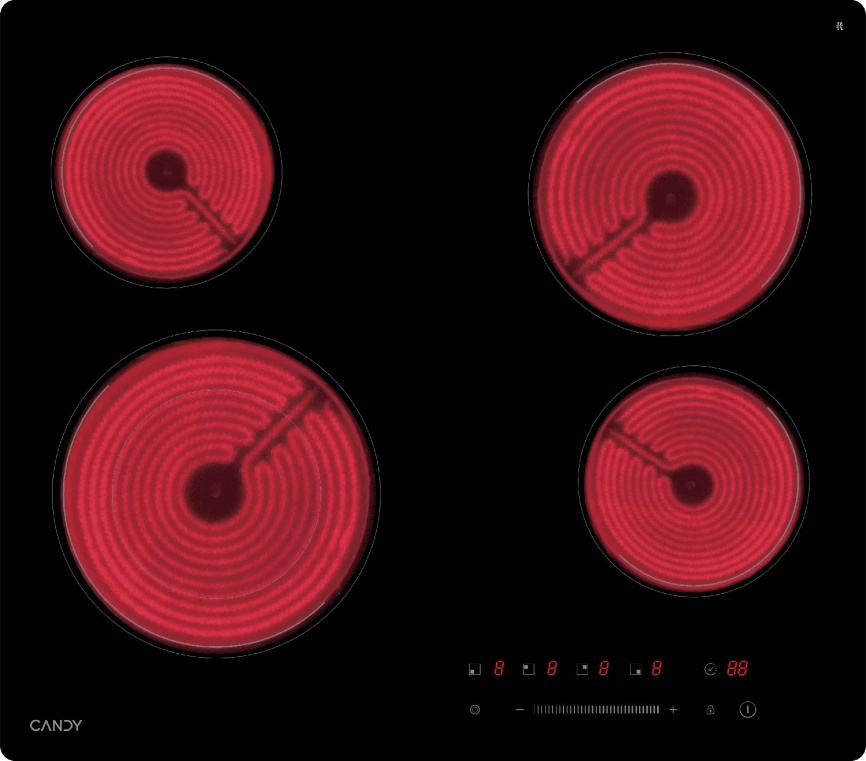 Электрическая варочная панель Candy CHXC64DB 58 см, 4 конфорки стеклокерамика, черный фото 2