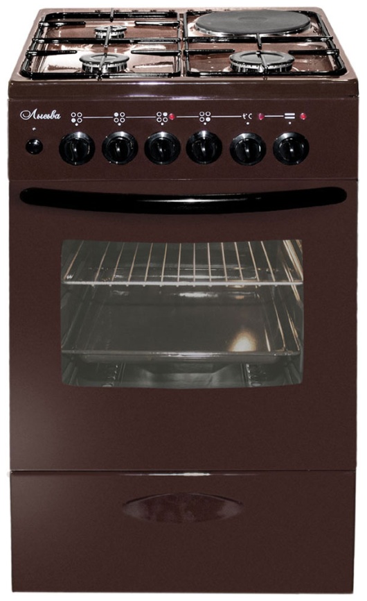 Комбинированная плита Лысьва ЭГ 1/3г01 МС-2у коричневая, без крышки фото 1