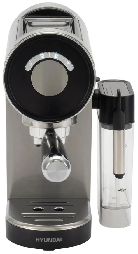 Кофеварка рожковая Hyundai HEM-4305, 1350 Вт, серебристый/черный фото 2