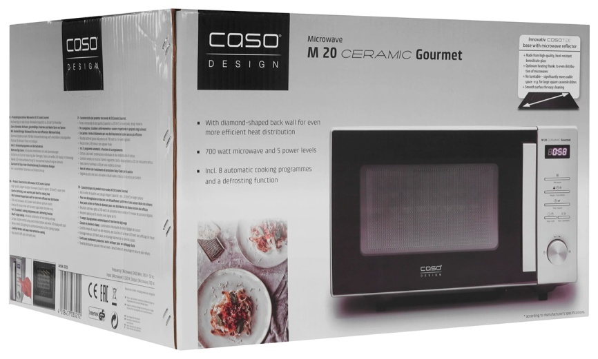 Микроволновая печь - СВЧ Caso M 20 Ceramic Gourmet, дисплей, 700 Вт, таймер фото 10