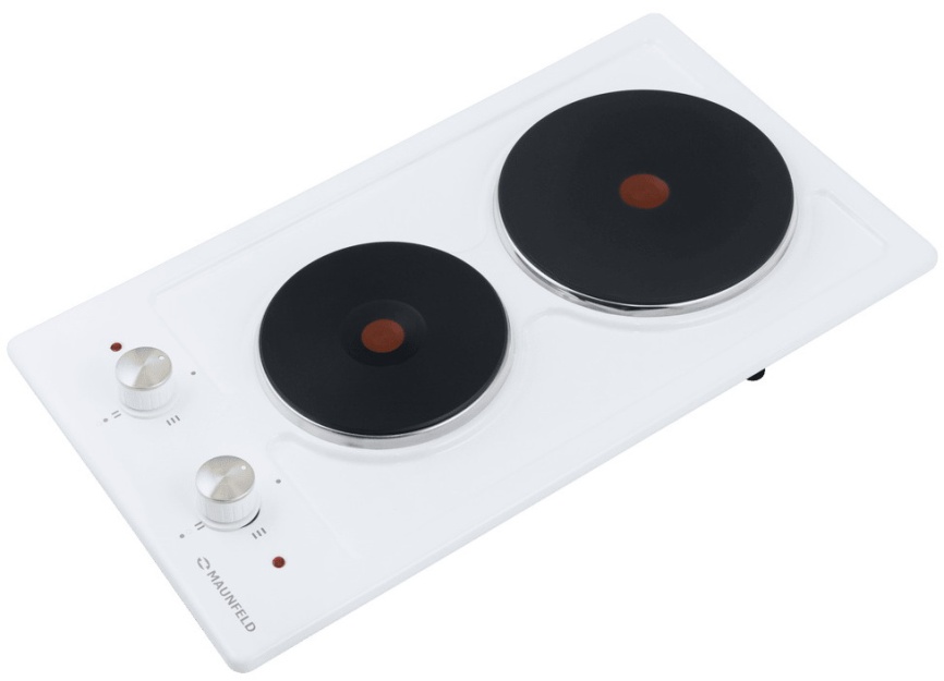 Электрическая варочная панель Maunfeld EEHE.32.4W 29 см, 2 конфорки эмаль, белый фото 3