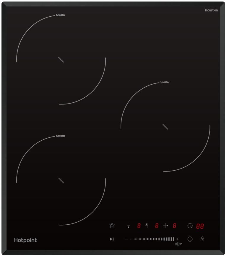 Электрическая варочная панель Hotpoint HS 1445 BA 45 см, 3 конфорки стеклокерамика, черный фото 1