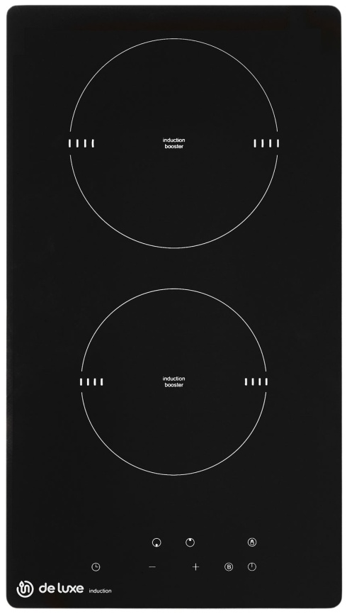 Электрическая варочная панель De luxe IH3235P-T01 (EVI2902.00) 29 см, 2 конфорки закаленное стекло, черный фото 1