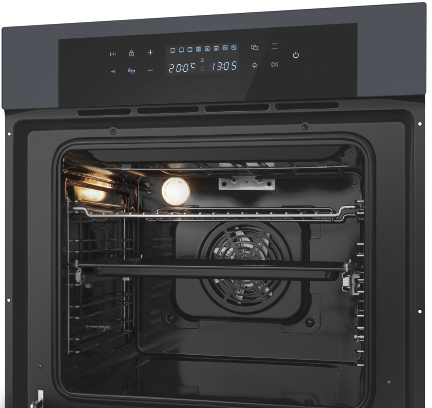 Электрический духовой шкаф Meferi MEO6010GR ULTRA 59 см, 65 л гриль конвекция, серый фото 6