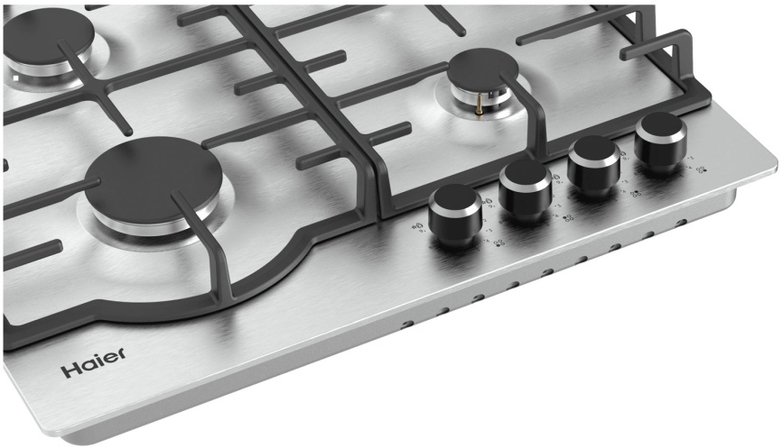 Газовая варочная панель Haier HHX-M64RNVX 58 см, 4 конфорки электроподжиг газконтроль, серебристый фото 5