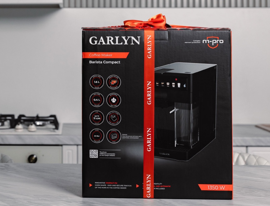 Кофеварка Garlyn Barista Compact, 1350 Вт, давление 20 бар, черный фото 26
