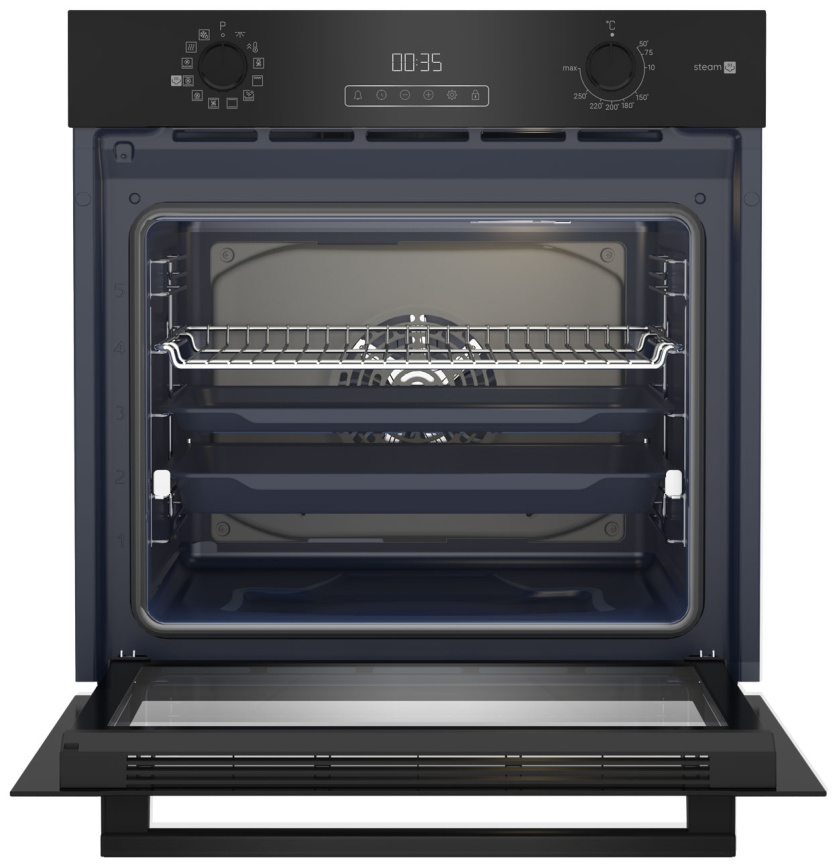 Электрический духовой шкаф Hotpoint HSTF 1231 JSAH BLG 59 см, 72 л, гриль и конвекция, черный фото 3
