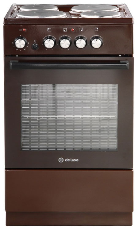 Электроплита De luxe 5004.18э-014 50 см, 43 л, 4 конфорки, коричневый фото 1