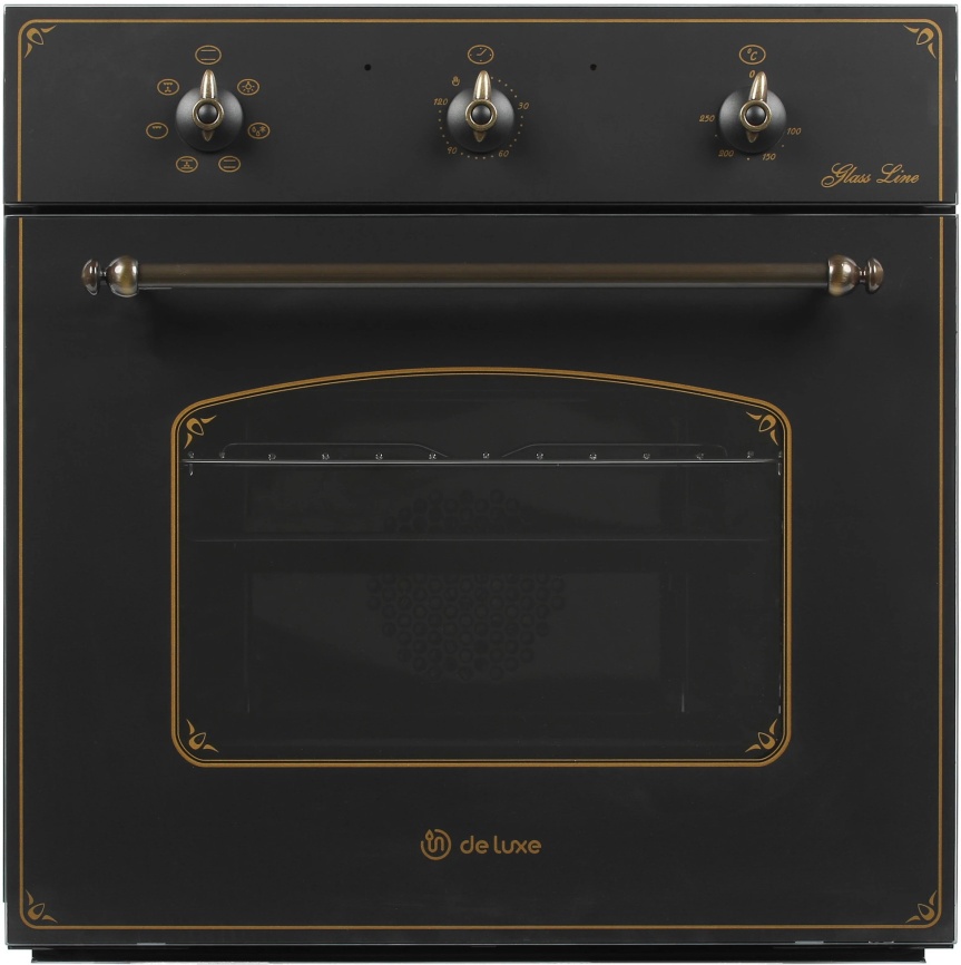 Электрический духовой шкаф De luxe 6006.03 эшв - 062 59 см, 58 л, гриль и конвекция, черный матовый фото 1