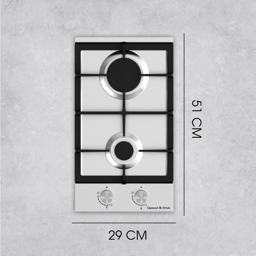 Газовая варочная панель Zigmund & Shtain G 14.3 S 29 см, 2 конфорки электроподжиг газконтроль, серебристый фото 10