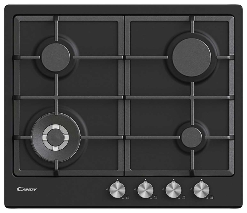 Газовая варочная панель Candy CHG6BF4WPBBRU 59 см, 4 конфорки электроподжиг газконтроль, черный фото 1