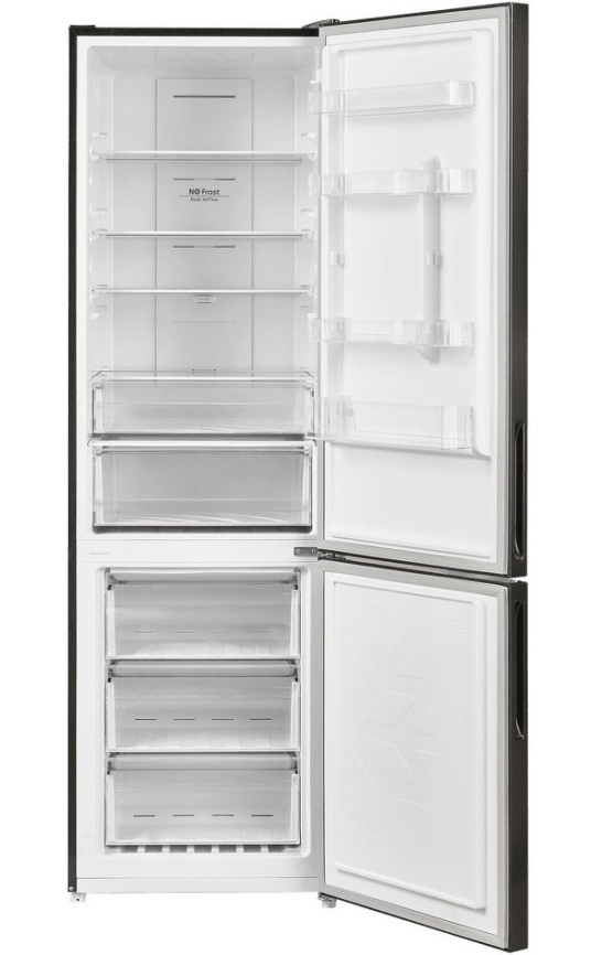 Двухкамерный холодильник Maunfeld MFF200NFSB10 Inverter No frost, черно-серый фото 3