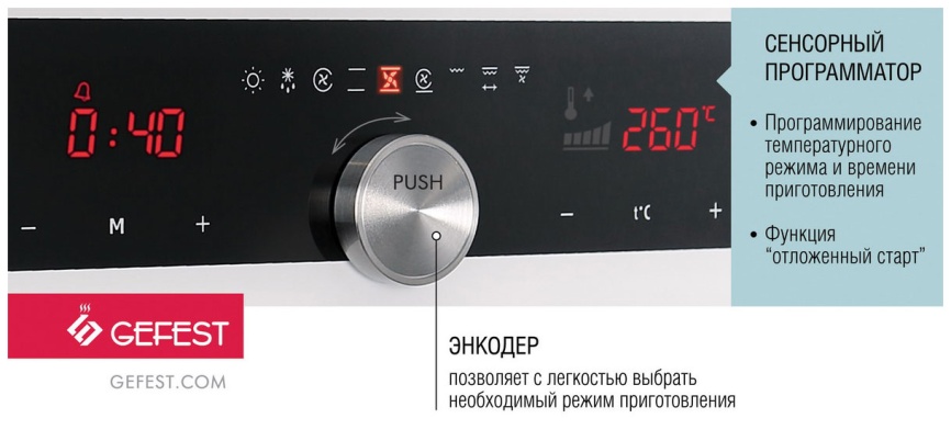 Электрический духовой шкаф Gefest ЭДВ ДА 622-05 БS 59 см, 55 л гриль конвекция, белый фото 2