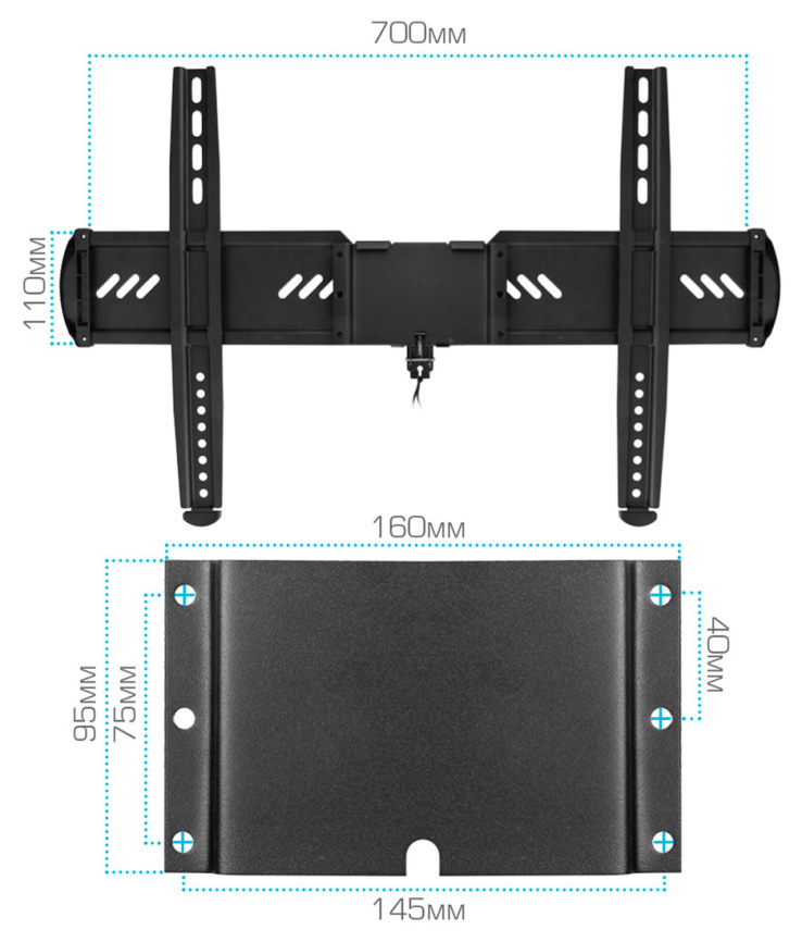 Кронштейн настенный для LED/LCD/PLASMA телевизоров Kromax Ultra Slim-100 black фото 7