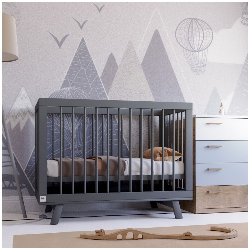Кроватка для новорожденного Lillaland Lilla Aria темно-серая фото 5