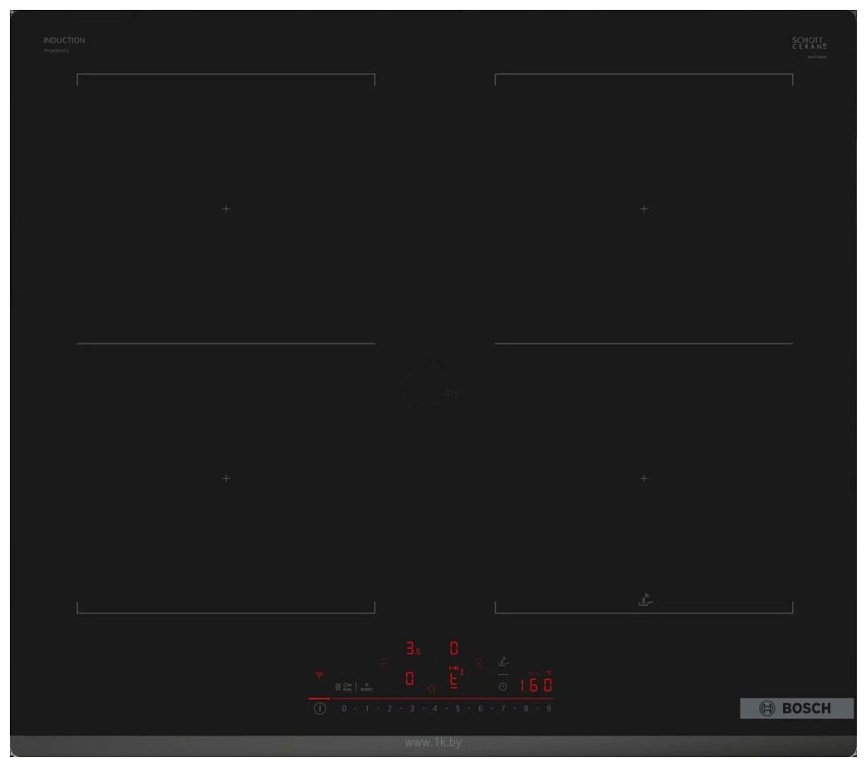 Электрическая варочная панель Bosch PVQ631HC1E 59 см, 4 конфорки стеклокерамика, черный фото 1