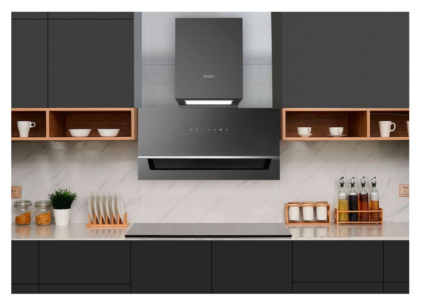 Вытяжка Haier HVX-W682CBX 296 Вт 3 режима работы, сенсорное управление,  черный фото 2