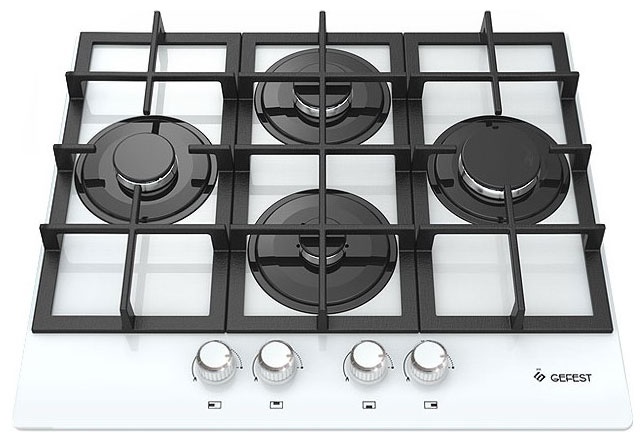 Газовая варочная панель Gefest ПВГ 2231 К12 60 см, 4 конфорки электроподжиг газконтроль, белый фото 1