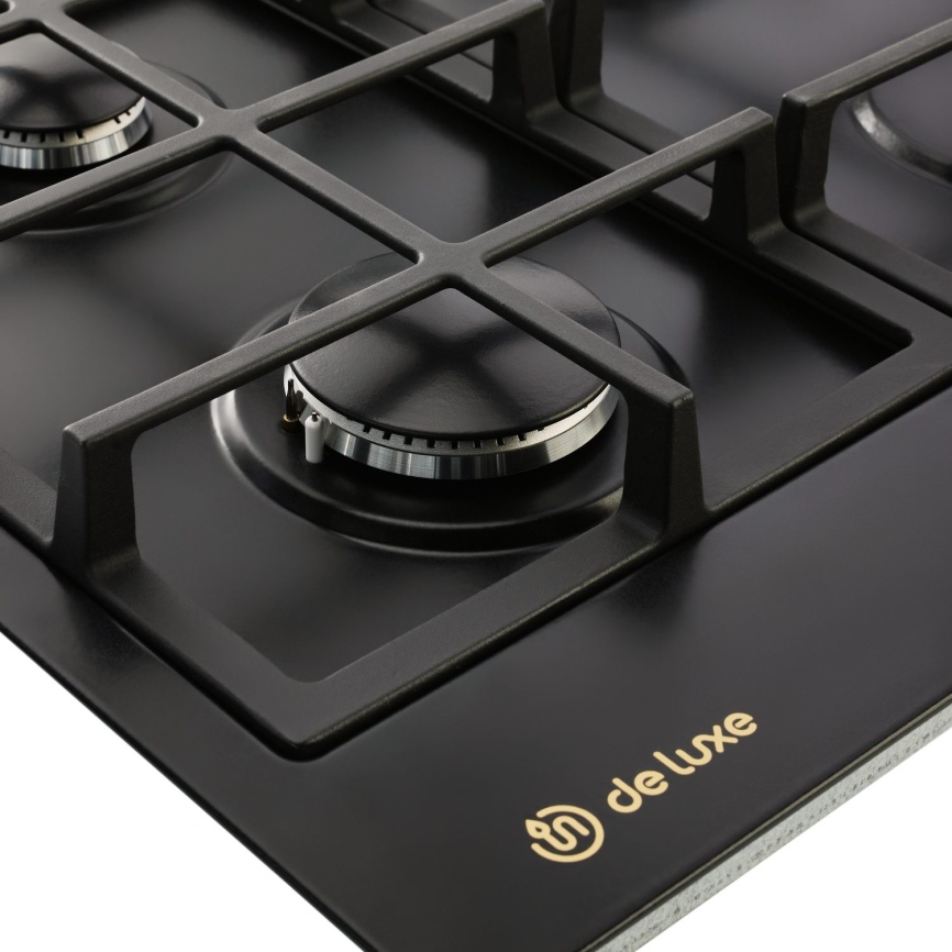 Газовая варочная панель De luxe TG4 750231 F - 079 60 см, 4 конфорки электроподжиг газконтроль, черный матовый фото 5