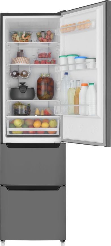 Многокамерный холодильник Zugel ZRFD200B No frost, черный фото 2