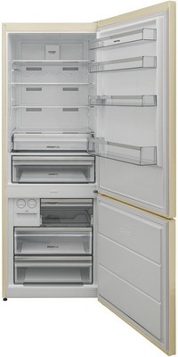 Двухкамерный холодильник Korting KNFC 71863 B No frost, бежевый фото 2