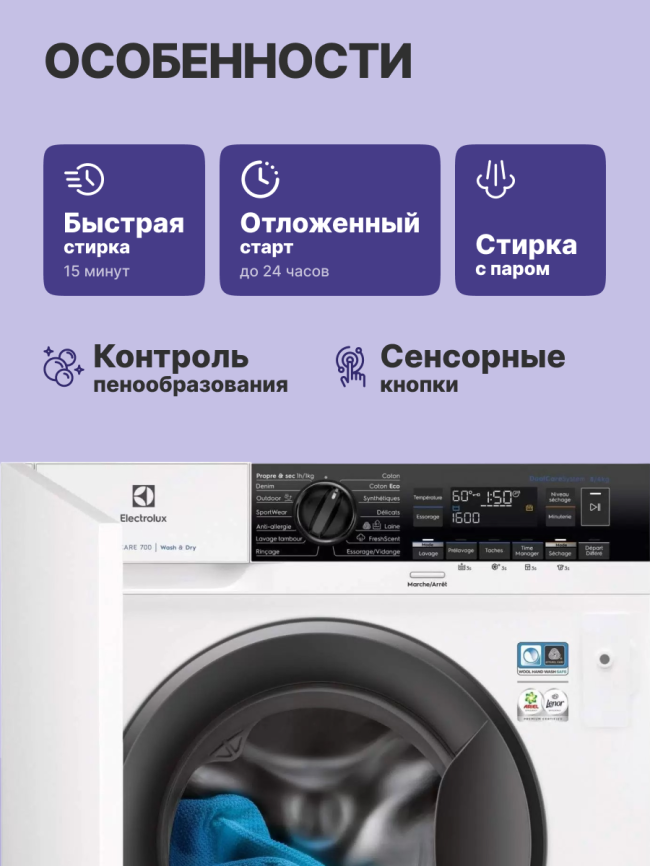 Встраиваемая стиральная машина ELECTROLUX Electrolux EW7W368SI фото 3