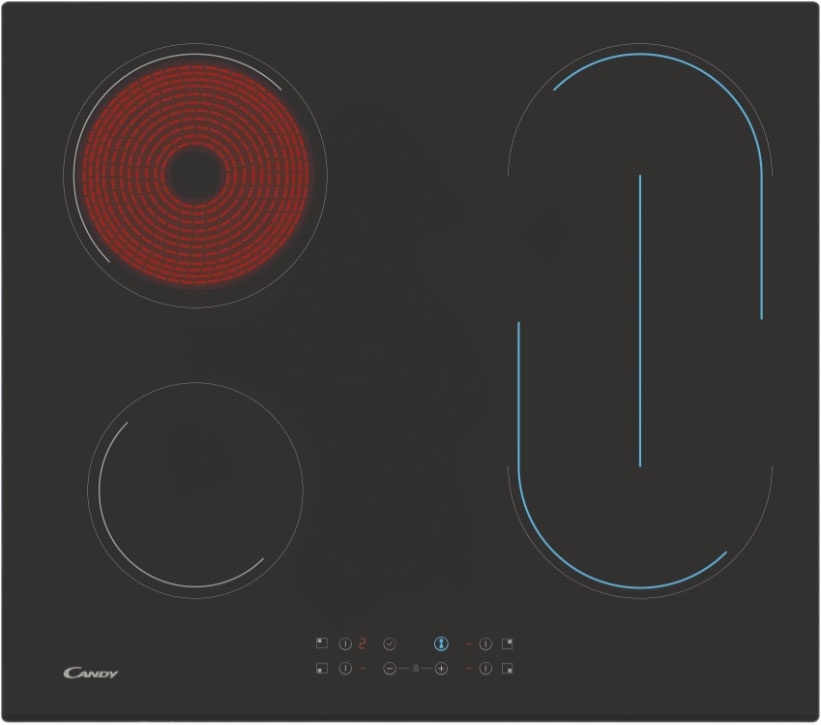 Электрическая варочная панель Candy CH64BVTRU 59 см, 4 конфорки стеклокерамика, черный фото 2