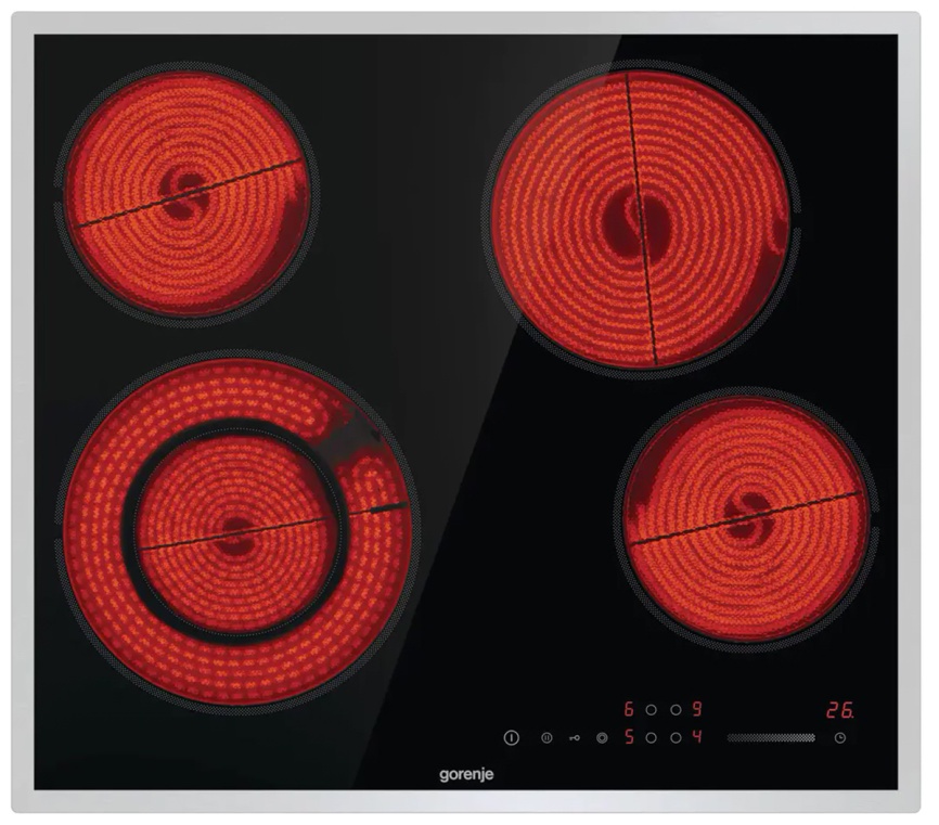 Электрическая варочная панель Gorenje ECS642BXE 59 см, 4 конфорки стеклокерамика, черный фото 1