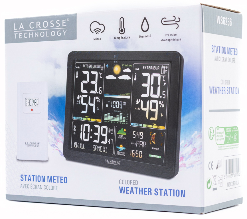 Метеостанция La Crosse WS6236 с цветным экраном черная фото 8