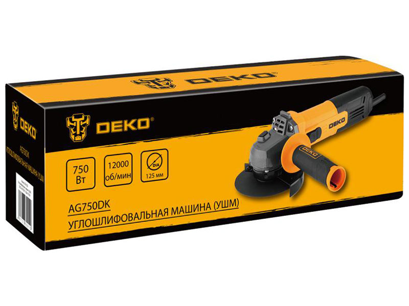 Угловая шлифовальная машина (болгарка) Deko AG750DK, 125 мм, 750 Вт, оранжевый фото 4