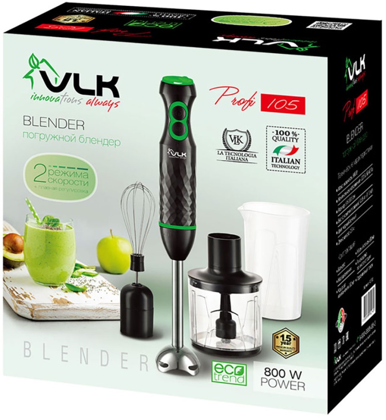 Погружной блендер VLK PROFI 105, черный/зеленый фото 9