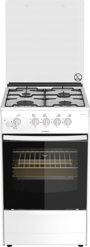 Газовая плита Darina 1B GM 341 107 W 50 см, 50 л, 4 конфорки, белый фото 1