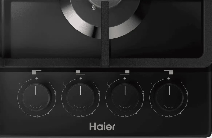 Газовая варочная панель Haier HHQ-G64CTQB 4 конфорки газ-контроль, черный фото 6